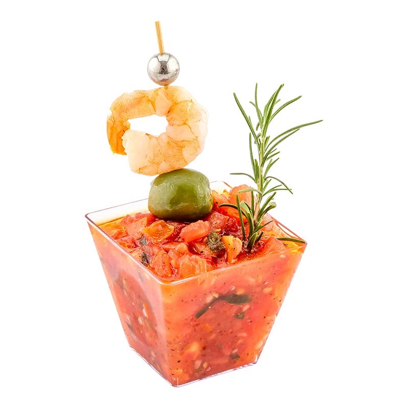 Restaurantware 4 Ounce Mini Kova Cups 100 Square Small Appetizer Cups  Durable Disposable Clear Plastic Parfait Cups Serve Mousse Puddings Or Samples For Weddings Or Parties  Restaurantware - Image 1