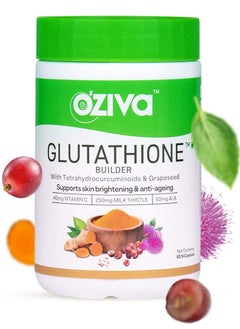 OZiva Plant Based Glutathione Builder Glutathione Tablets for Antioxidant Support Skin Glow and Anti  Ageing   Glutathione Tablets with Grapeseed  Vitamins C and E  Selenium  60 Vegetarian Capsules