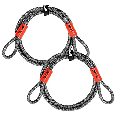BV Heavy-Duty 7FT Security Cable with Loops-10mm (3/8 Inch) Cut-Resistant Braided Steel Cable-Versatile & Weatherproof-Security Chain for Padlock, Chain Lock, Wire Lock (Pair) - Image 1