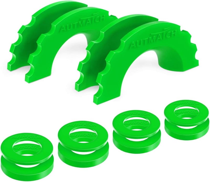AUTMATCH D Ring Shackle Isolators Washers Kit - 2 Rubber Shackle Isolators with 8 Washers, Fits 3/4 Shackles Protect and Prevents Rattling, Shackle Cover Green - Image 1