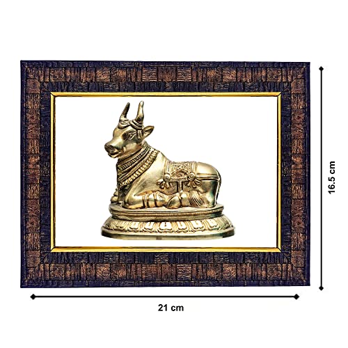 Hawai Holy Cow Nandi Photo Frame, Size 21x17x2cm | Feng Shui Vastu Remedies Engineered Wood Wall Hanging Home Decor Religious Frame | Home Office Prayer Room | SFDI214 - Image 2