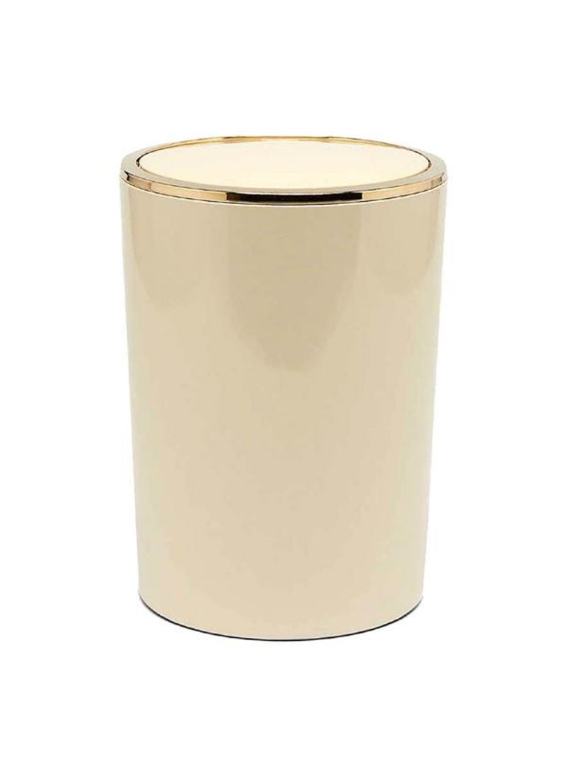 Primanova Lenox Easy to Access Swing Lid Gold Plated Waste Bin Beige and Gold 6 Liter