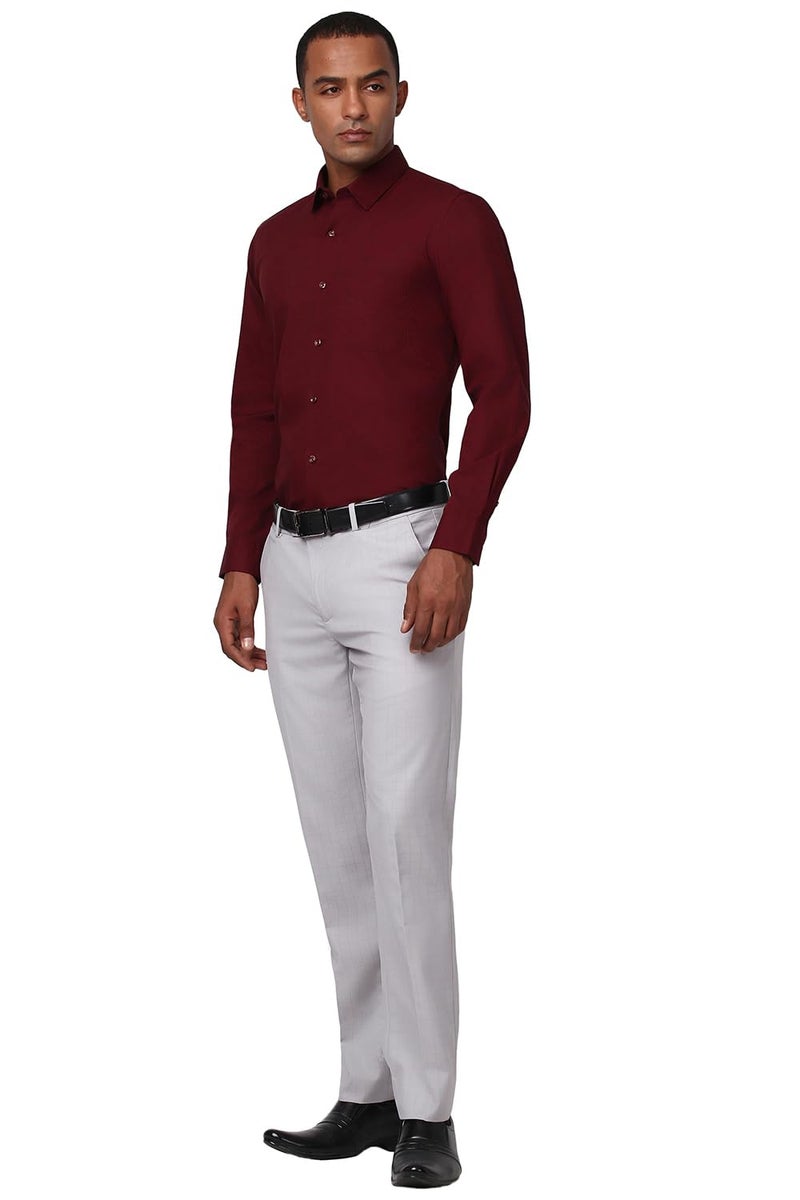 Peter England Men's Cotton Slim Fit Shirt (PESFMSLB801057_Maroon 40) - Image 5