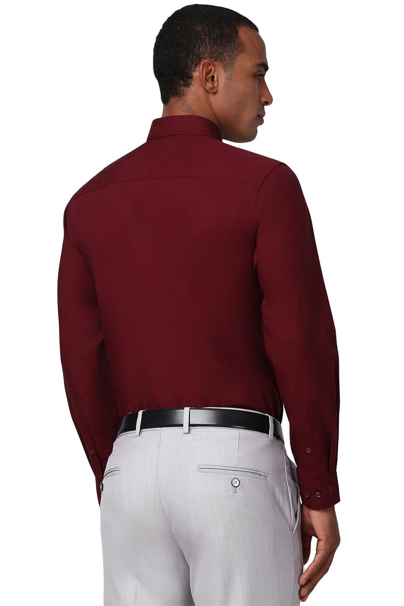 Peter England Men's Cotton Slim Fit Shirt (PESFMSLB801057_Maroon 40) - Image 3