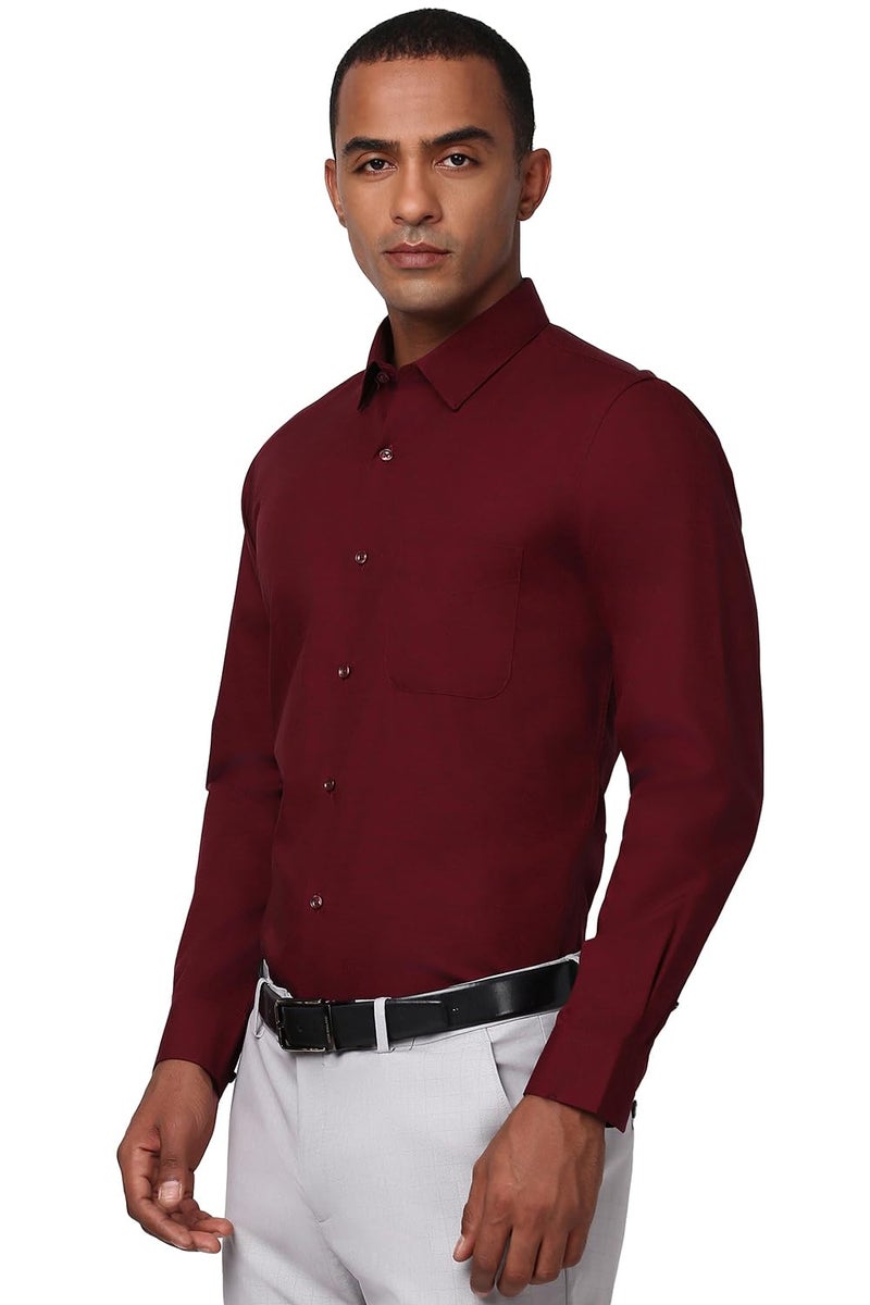 Peter England Men's Cotton Slim Fit Shirt (PESFMSLB801057_Maroon 40) - Image 2
