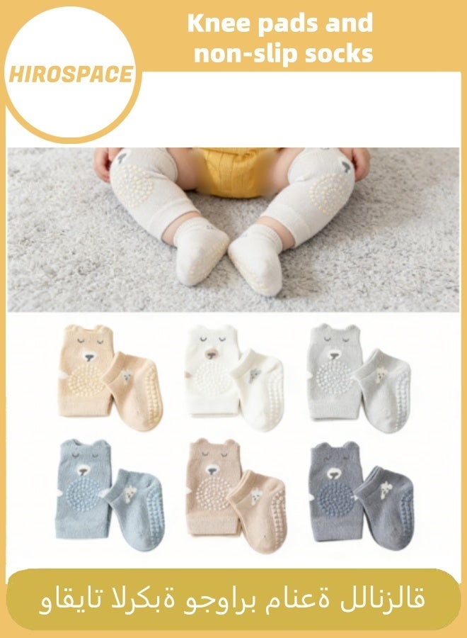 Hirospace 3 PCS Unisex Baby Crawling Set, Anti-Slip Knee Pads & Socks for Toddlers 1-12 Months, Knee and Ankle Protection (Size S) - Image 1