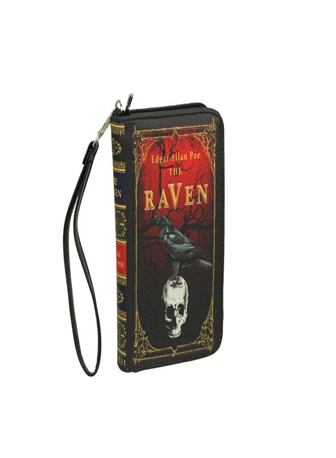 Things2Die4 The Raven Book-Style Wallet with ID Holder - Snap Closure - Fashionable Wristlet Strap for Horror Enthusiasts - Gothic Style, 7 Inch, Black - Image 1