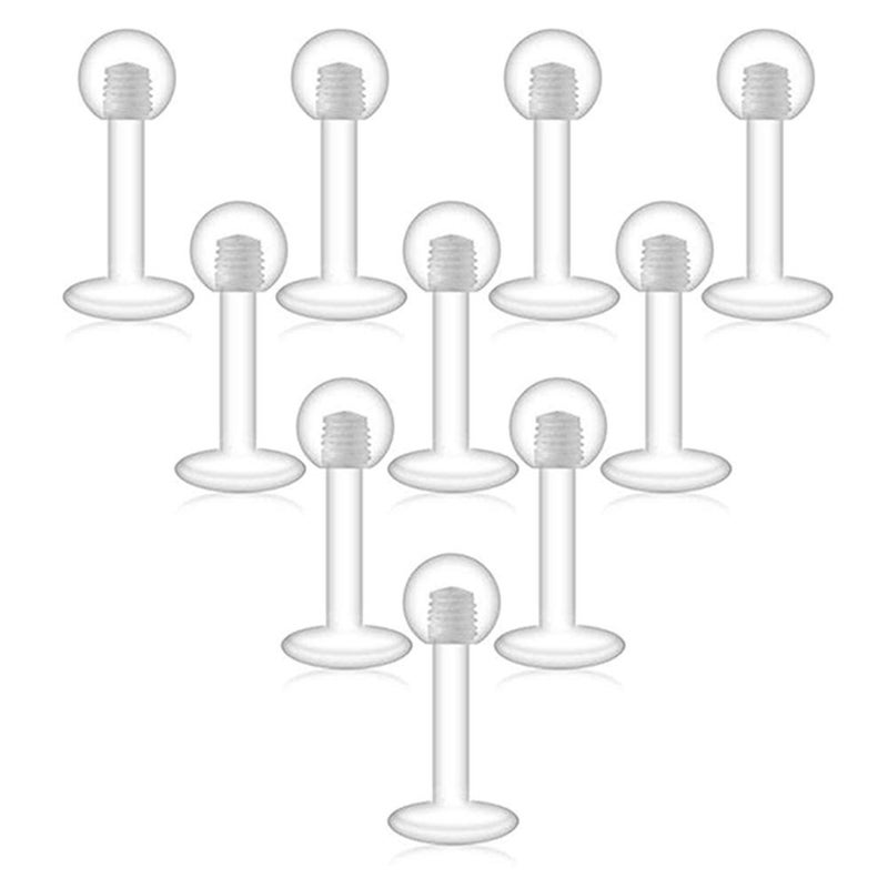 D.Bella 16G Clear UV Flexible Acrylic Labret Lip Ring Tragus Retainer Clear Helix Cartilage Earring Stud Piercing Jewelry Retainer 10pcs 6mm - Image 1