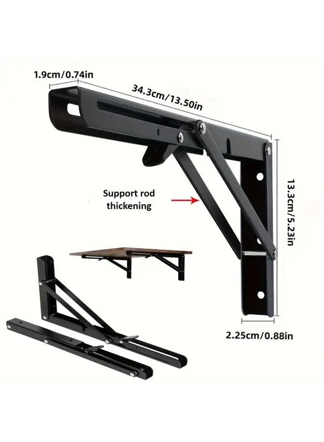 2pcs Black 14 Inch Heavy Duty Adjustable Wall Mount Folding Corner Brackets - Image 1