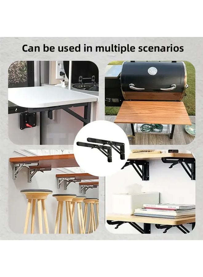 2pcs Black 14 Inch Heavy Duty Adjustable Wall Mount Folding Corner Brackets - Image 3