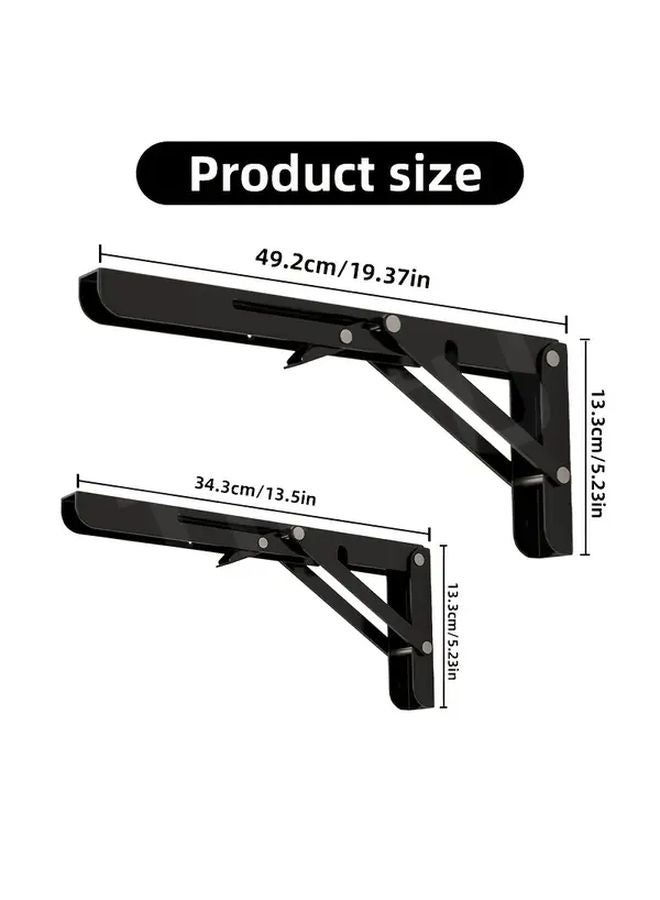 2pcs Black 14 Inch Heavy Duty Adjustable Wall Mount Folding Corner Brackets - Image 4