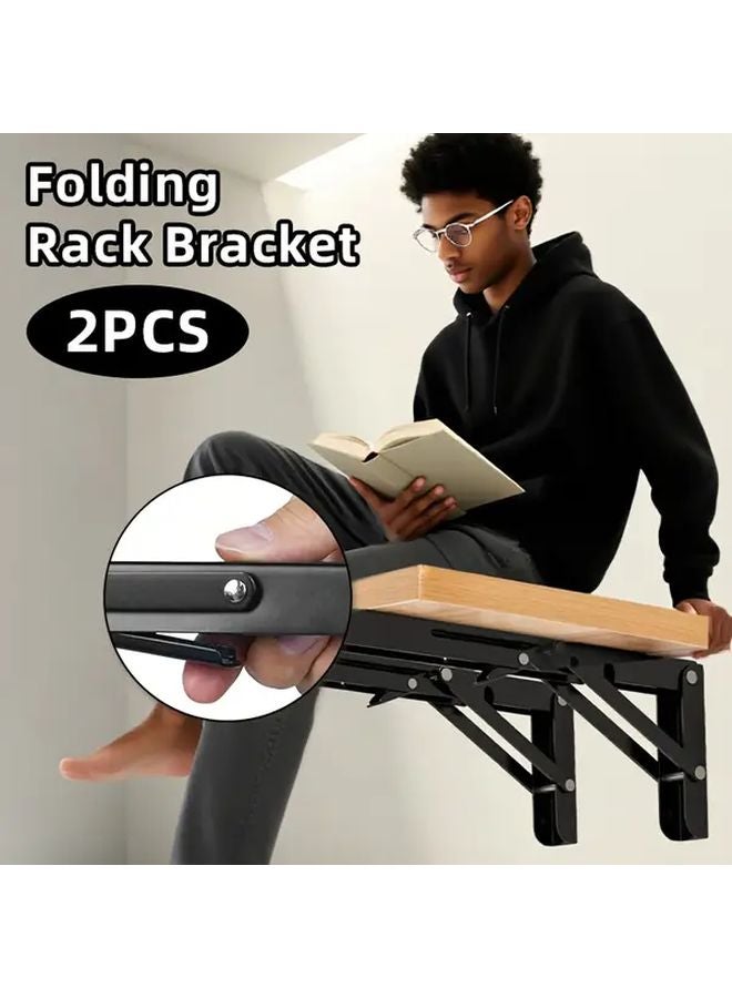 2pcs Black 14 Inch Heavy Duty Adjustable Wall Mount Folding Corner Brackets - Image 5