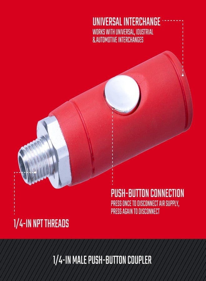 CRAFTSMAN Push Button Coupler, Male, 1/4-in NPT Industrial and Automotive Plug Compatible, Quick-Disconnect - Image 3