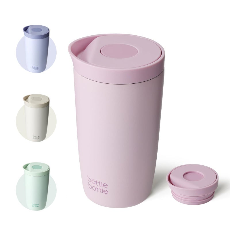 Insulated Travel Mug 350ml Stainless Steel Office Coffee Cup with Push Button Lid Keeps Cold and Hot for 8 Hours Pink