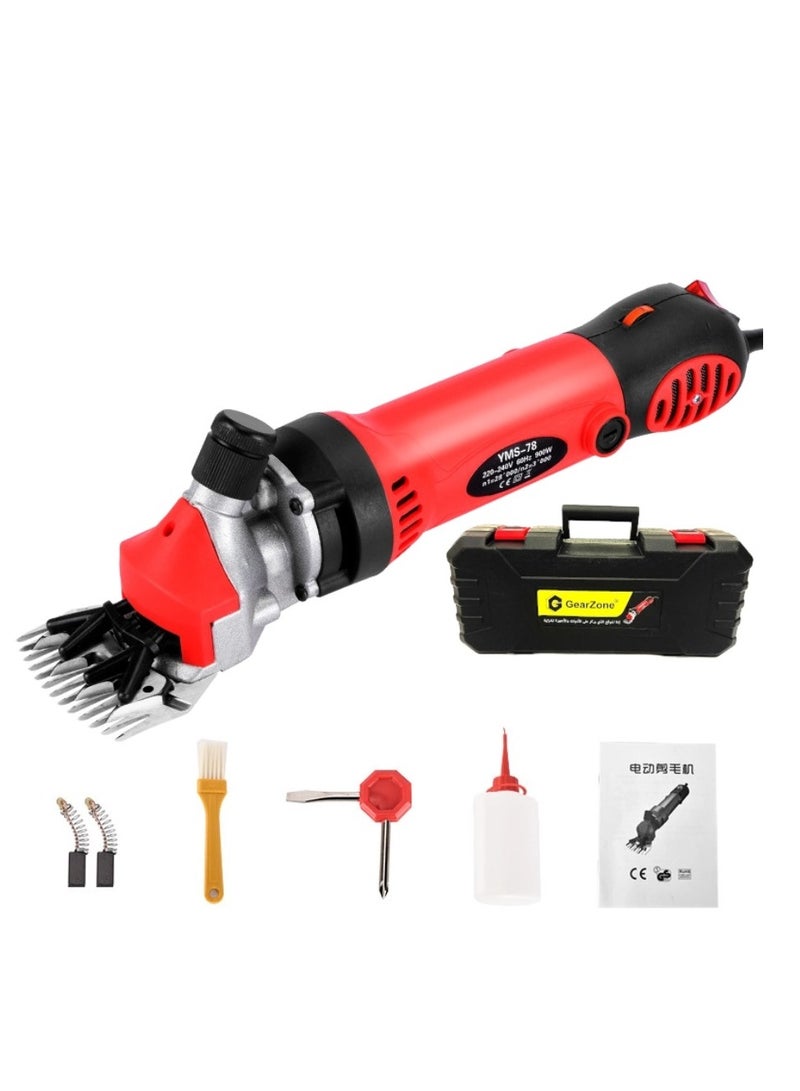 جيرزون مقصات صوف احترافية، مصممة لتصفيف الأغنام، ماكينة تشذيب كهربائية للحيوانات الأليفة بقدرة 1000 واط، ماكينة قص شعر الحيوانات الاحترافية مع سرعة قابلة للتعديل (أحمر) - Image 1