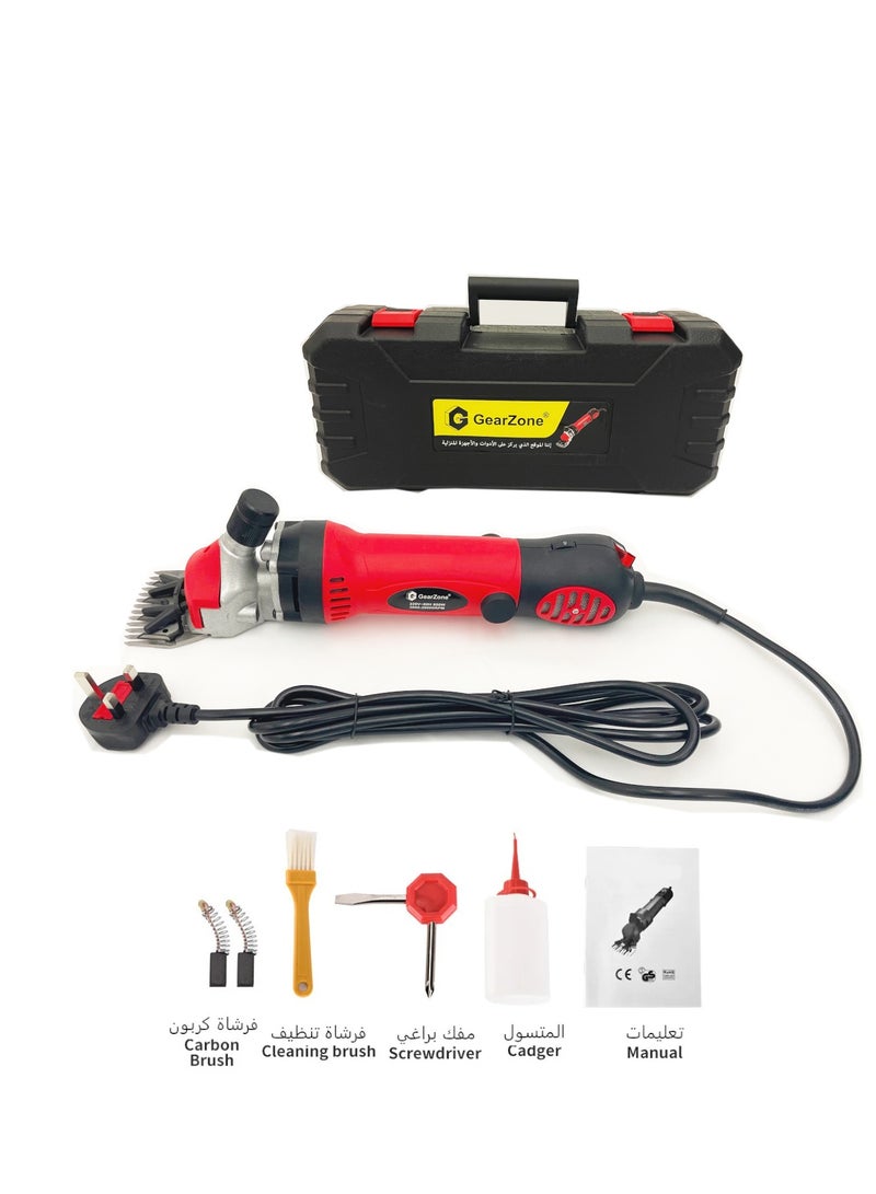 جيرزون مقصات صوف احترافية، مصممة لتصفيف الأغنام، ماكينة تشذيب كهربائية للحيوانات الأليفة بقدرة 1000 واط، ماكينة قص شعر الحيوانات الاحترافية مع سرعة قابلة للتعديل (أحمر) - Image 2