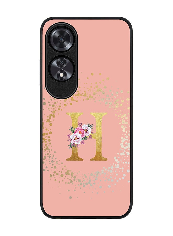Stylizedd Rugged Black edge case for Oppo A60, Slim fit Case Flexible Cover - Custom Monogram Initial Letter Floral Pattern Alphabet - H (Rose Pink ) - Image 1
