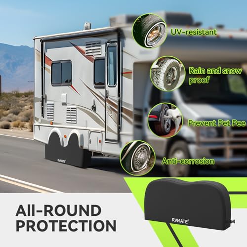 RVMATE RV Tire Covers, Dual Axle Wheel Cover (2 Pack) Fits 27""-30"" Diameter Tires, Waterproof Anti-UV 420D Oxford Black Dual Tire Covers RV Accessories for RV/Truck/Trailer, RMDTC2730-2-420B - Image 2