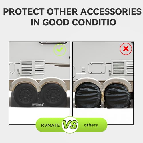 RVMATE RV Tire Covers, Dual Axle Wheel Cover (2 Pack) Fits 27""-30"" Diameter Tires, Waterproof Anti-UV 420D Oxford Black Dual Tire Covers RV Accessories for RV/Truck/Trailer, RMDTC2730-2-420B - Image 5