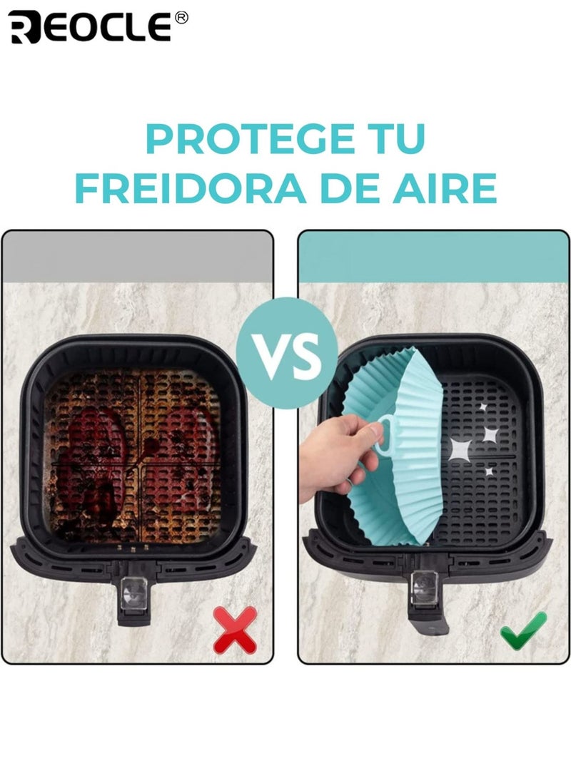 ريوكل بطانة مقلاة هوائية سيليكون قابلة لإعادة الاستخدام ملحقات صينية آمنة مقاومة للحرارة قابلة لإعادة الاستخدام وغسالة الأطباق غير لاصقة سهلة التنظيف مثالية للدجاج والخضروات والمزيد - Image 3