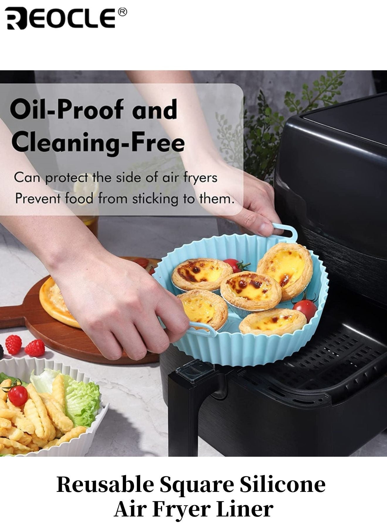 Reusable Silicone Air Fryer Liner Safe Tray Accessories Heat Resistant Reusable Dishwasher Non Stick Basket Cooking Easy Cleanup Perfect for Chicken Vegetables and More