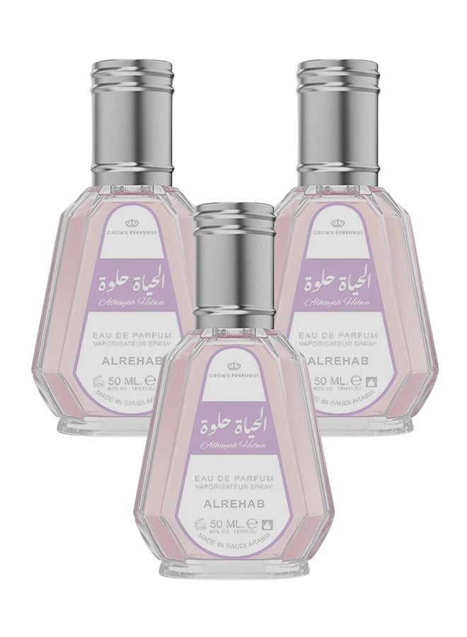 Alrehab 3 Pieces Alhayah Helwa Perfume For Women 50ml EDP - Image 1