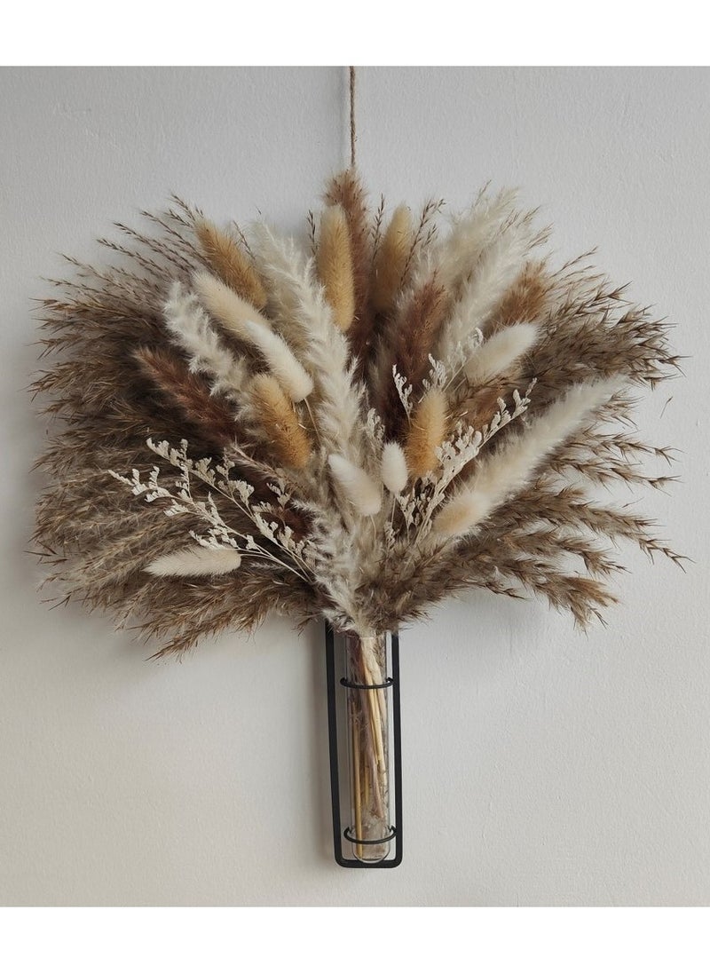 Mericka Pampas Grass with vase, Pampas flower bouquet with hanging glass vase, Boho Dried Floral Arrangement Centerpiece Table Decor Wedding Rustic Decor