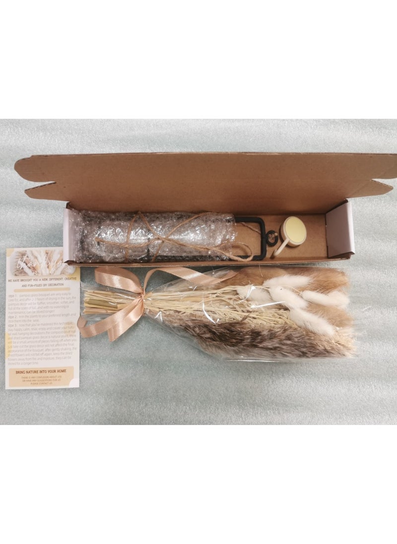 Mericka Pampas Grass with vase, Pampas flower bouquet with hanging glass vase, Boho Dried Floral Arrangement Centerpiece Table Decor Wedding Rustic Decor