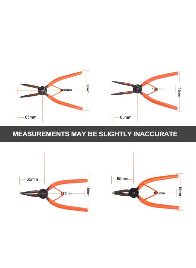 IEUSEW 7-inch Snap Ring Pliers Set, 4-piece Heavy Duty Internal/External Circlip Pliers Set (Tip Diameter 1.5mm), Straight/Bent Jaw, Cr-V Steel - For fixing snap ring removers - Image 5