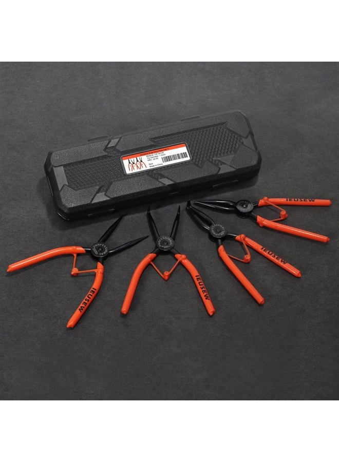 IEUSEW 7-inch Snap Ring Pliers Set, 4-piece Heavy Duty Internal/External Circlip Pliers Set (Tip Diameter 1.5mm), Straight/Bent Jaw, Cr-V Steel - For fixing snap ring removers - Image 2