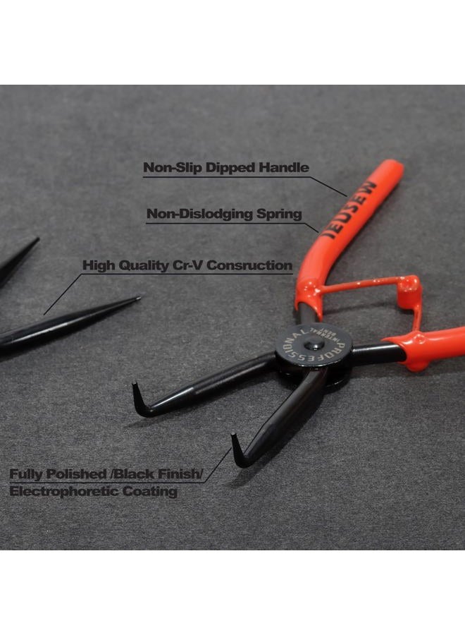 IEUSEW 7-inch Snap Ring Pliers Set, 4-piece Heavy Duty Internal/External Circlip Pliers Set (Tip Diameter 1.5mm), Straight/Bent Jaw, Cr-V Steel - For fixing snap ring removers - Image 3