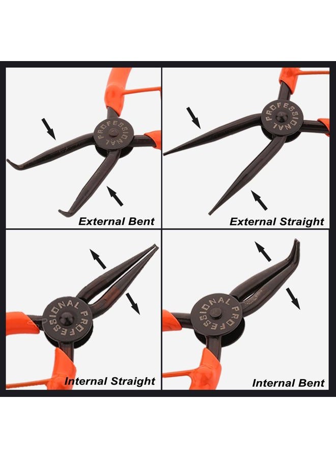 IEUSEW 7-inch Snap Ring Pliers Set, 4-piece Heavy Duty Internal/External Circlip Pliers Set (Tip Diameter 1.5mm), Straight/Bent Jaw, Cr-V Steel - For fixing snap ring removers - Image 4