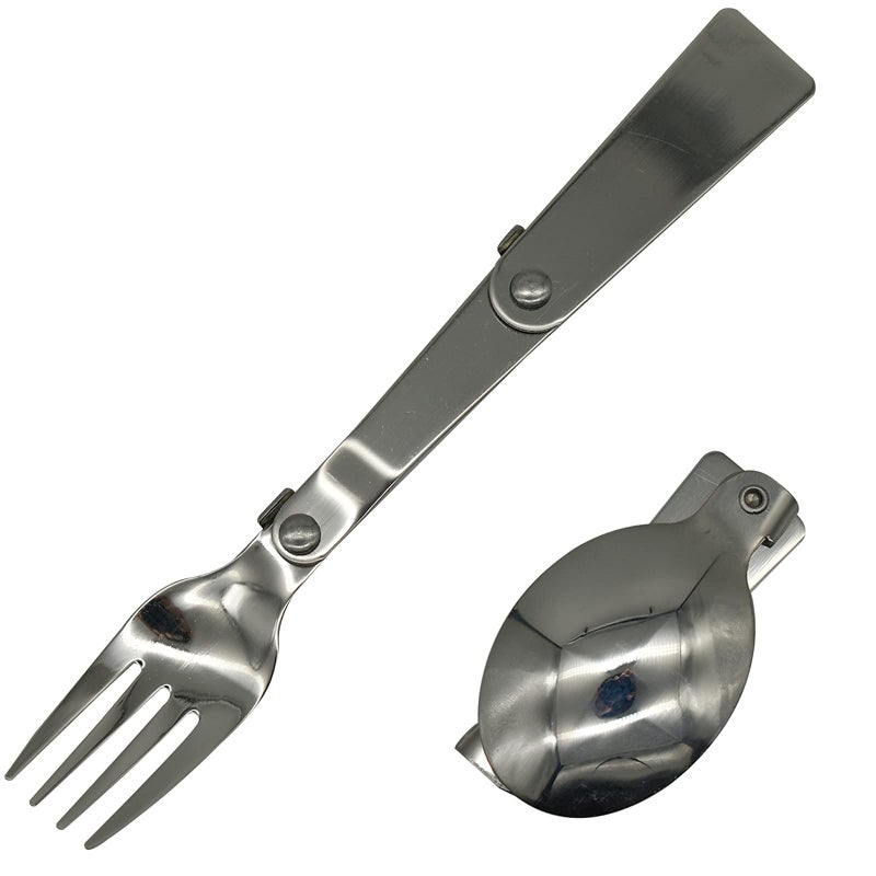Maydahui 2 PCS Folding Spoon and Fork SUS 1810304Stainless Steel Spork Portable Camping Cutlery MultiFunctional Foldable Fruit Forks for Outdoors Picnic Thermos Travel Tableware