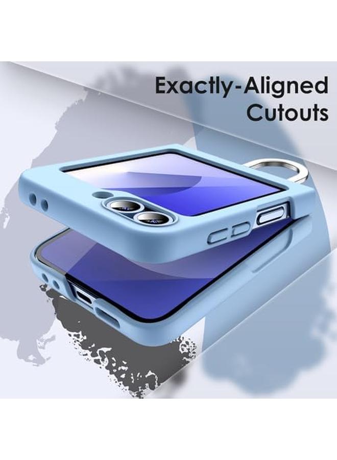 جي تيك حافظة لهاتف سامسونج جالكسي زد فليب 6 2024 مع حلقة من البلاستيك الصلب النحيف المقاوم للصدمات والخدوش، أزرق - Image 4