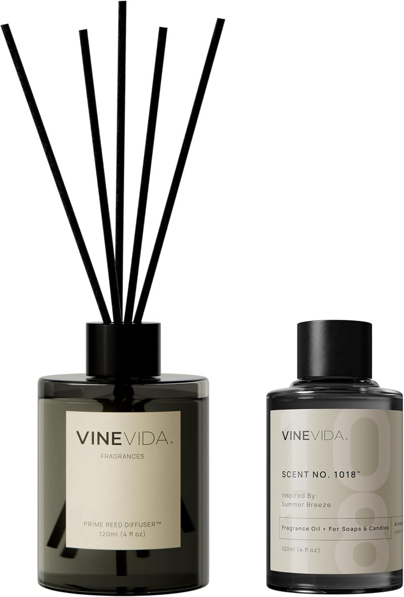 VINEVIDA | Summer Breeze | Reed Diffuser for Home & Bathroom | Long-Lasting Scent Sticks Set | Oil Stick Diffuser | Bathroom Scent - Image 1