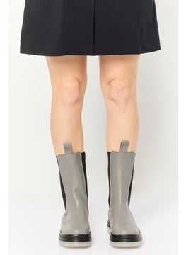 Asos Design Women Wide Public Desire Winter Slip On Mid Calf Boots, Grey  - Image 2
