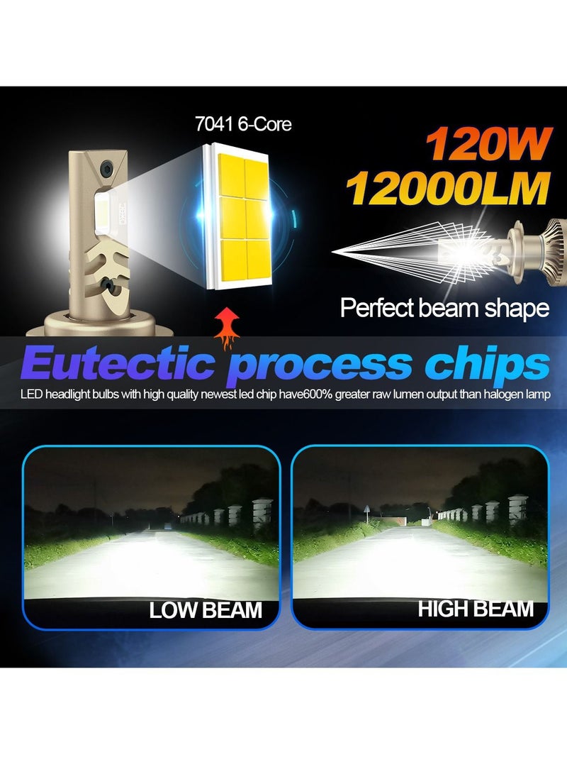 DXB-C Falcon 9004/HB1 LED Car Headlight Bulbs, 120W 12000LM 300% Extremely Bright Light, 6500K Cool White LED Bulb for Low Beam and High Beam Headlights, Plug and Play, IP68 – Pack of 2 - Image 5