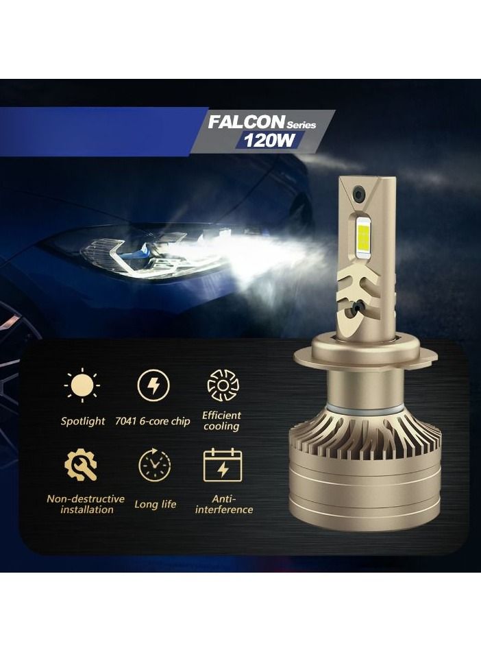 DXB-C Falcon 9004/HB1 LED Car Headlight Bulbs, 120W 12000LM 300% Extremely Bright Light, 6500K Cool White LED Bulb for Low Beam and High Beam Headlights, Plug and Play, IP68 – Pack of 2 - Image 4