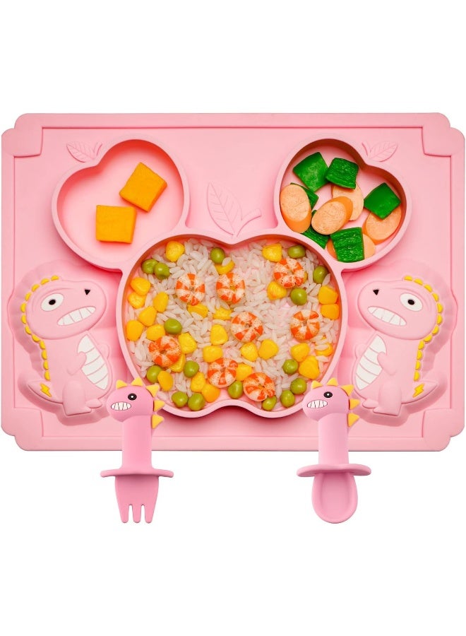 NICINGU Toddler Silicone Placemat Spoon and Fork Set - Image 1