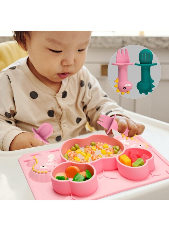 NICINGU Toddler Silicone Placemat Spoon and Fork Set - Image 2