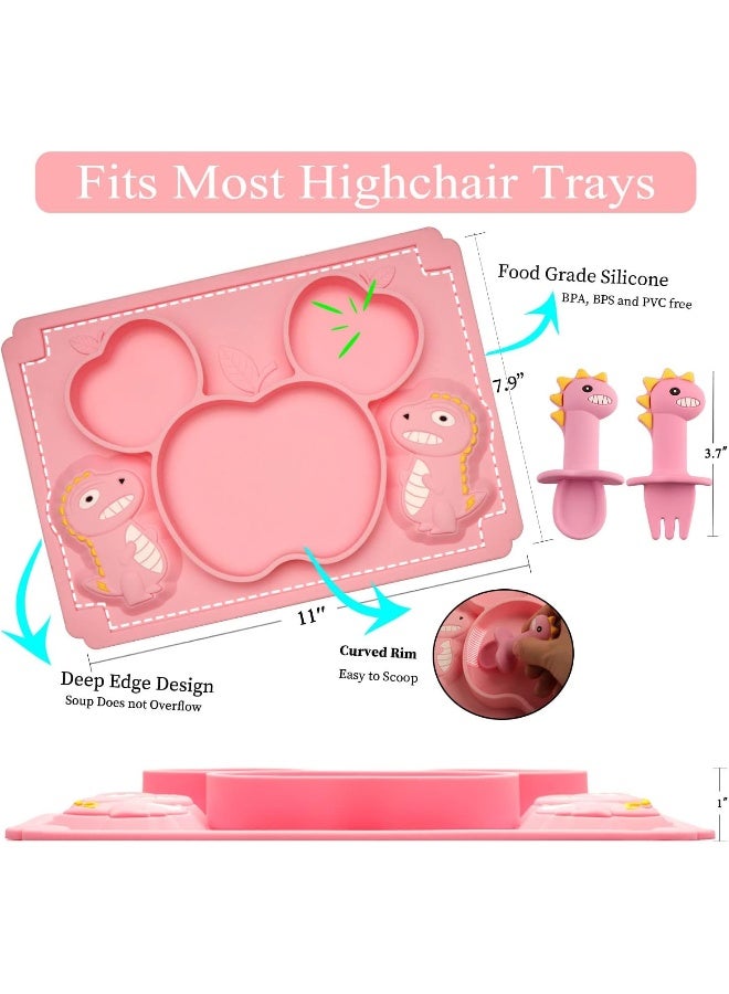NICINGU Toddler Silicone Placemat Spoon and Fork Set - Image 3