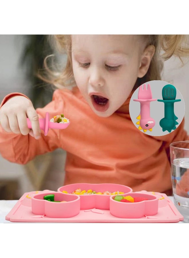NICINGU Toddler Silicone Placemat Spoon and Fork Set - Image 4