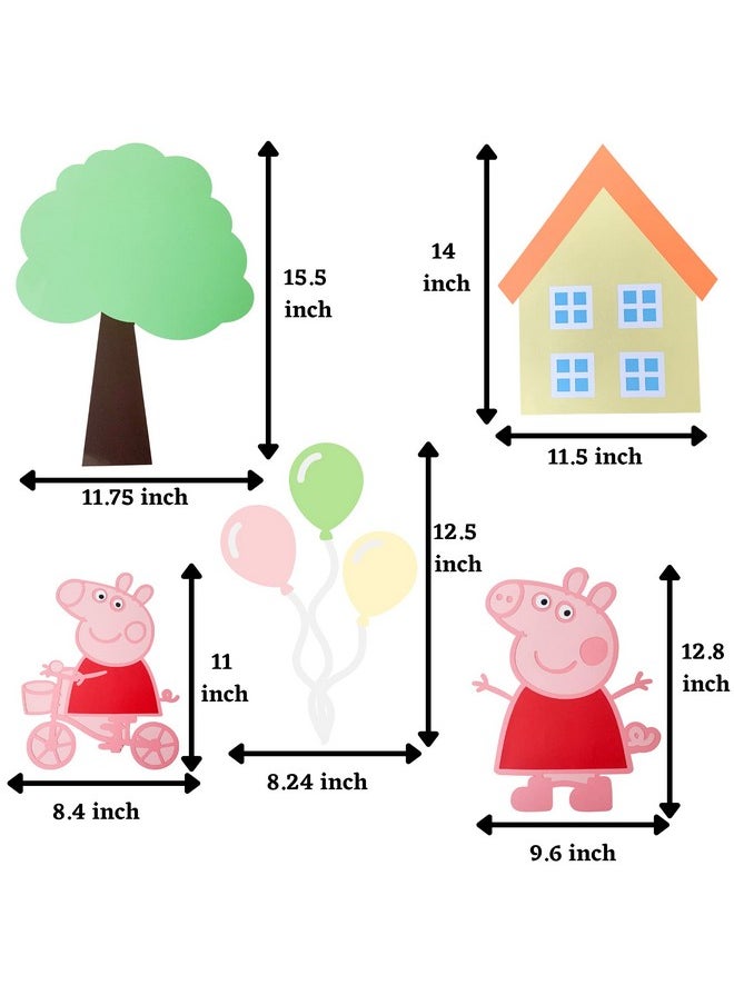 Pinfliers Pinfliers Peppa Pig Theme Paper Big Cutouts, A Pack of 15 Cutouts, Pink, Purple, Green, Orange, Yellow  - Image 2