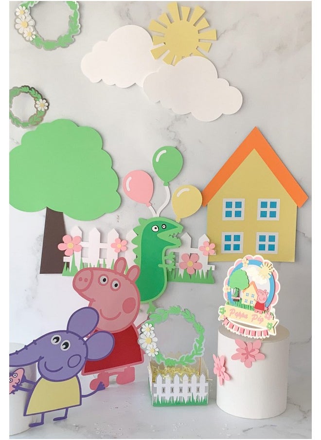Pinfliers Pinfliers Peppa Pig Theme Paper Big Cutouts, A Pack of 15 Cutouts, Pink, Purple, Green, Orange, Yellow  - Image 4
