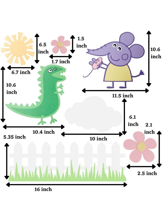 Pinfliers Pinfliers Peppa Pig Theme Paper Big Cutouts, A Pack of 15 Cutouts, Pink, Purple, Green, Orange, Yellow  - Image 3