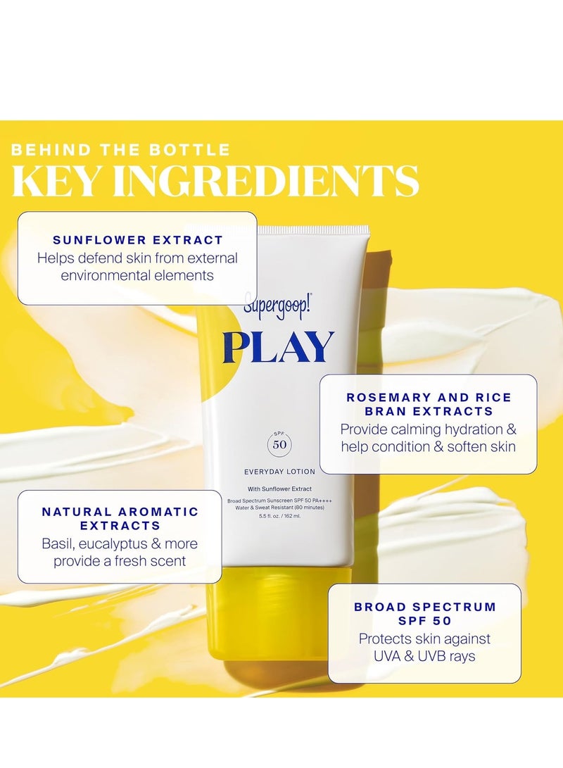 سوبرجوب لوشن Supergoop PLAY اليومي بعامل حماية من الشمس SPF 50 (2.4 أونصة سائلة) 71 مل - واقي من الشمس للجسم والوجه للبشرة الحساسة - Image 2
