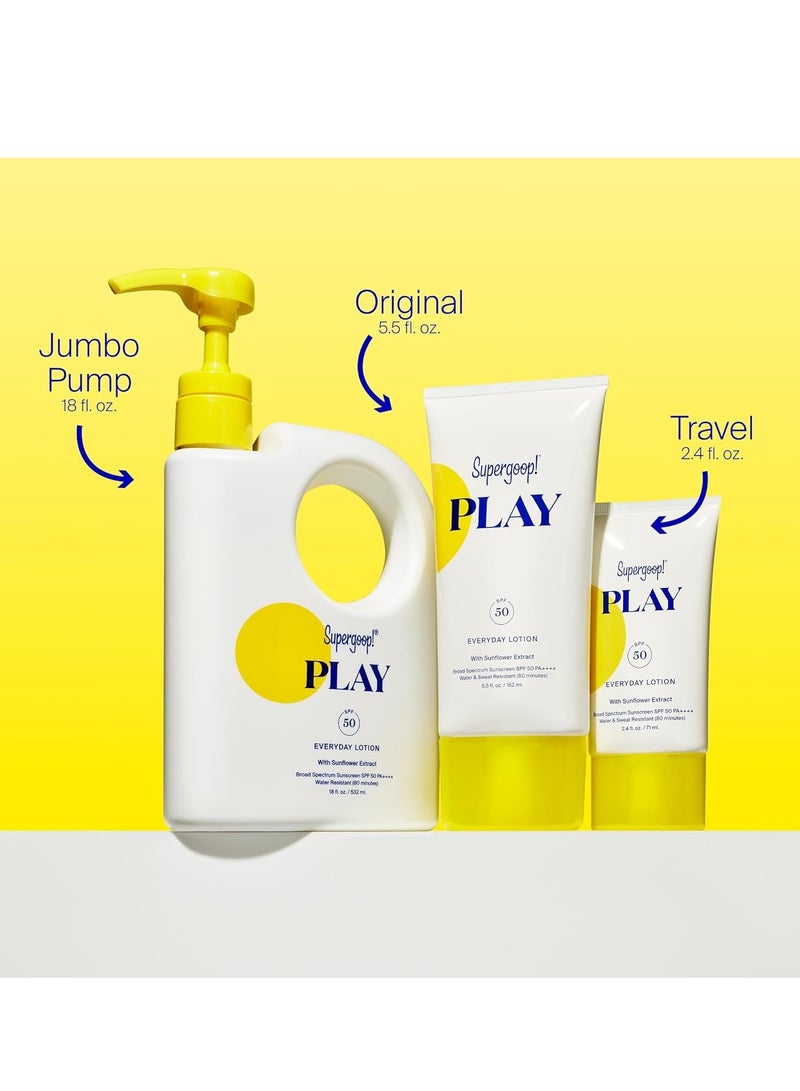 سوبرجوب لوشن Supergoop PLAY اليومي بعامل حماية من الشمس SPF 50 (2.4 أونصة سائلة) 71 مل - واقي من الشمس للجسم والوجه للبشرة الحساسة - Image 3