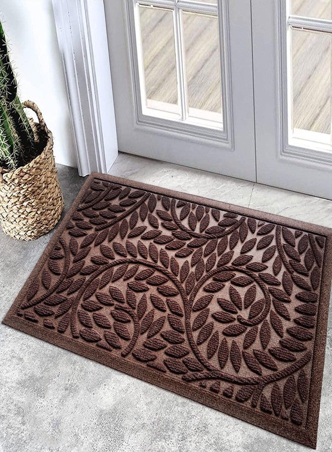 Bulijojo Front Door Mat Entrance,Durable Heavy Duty Welcome Mat,Thick Absorbent Natural Rubber Non Slip Mat,Sturdy Entryway Brown 17"x30" - Image 1