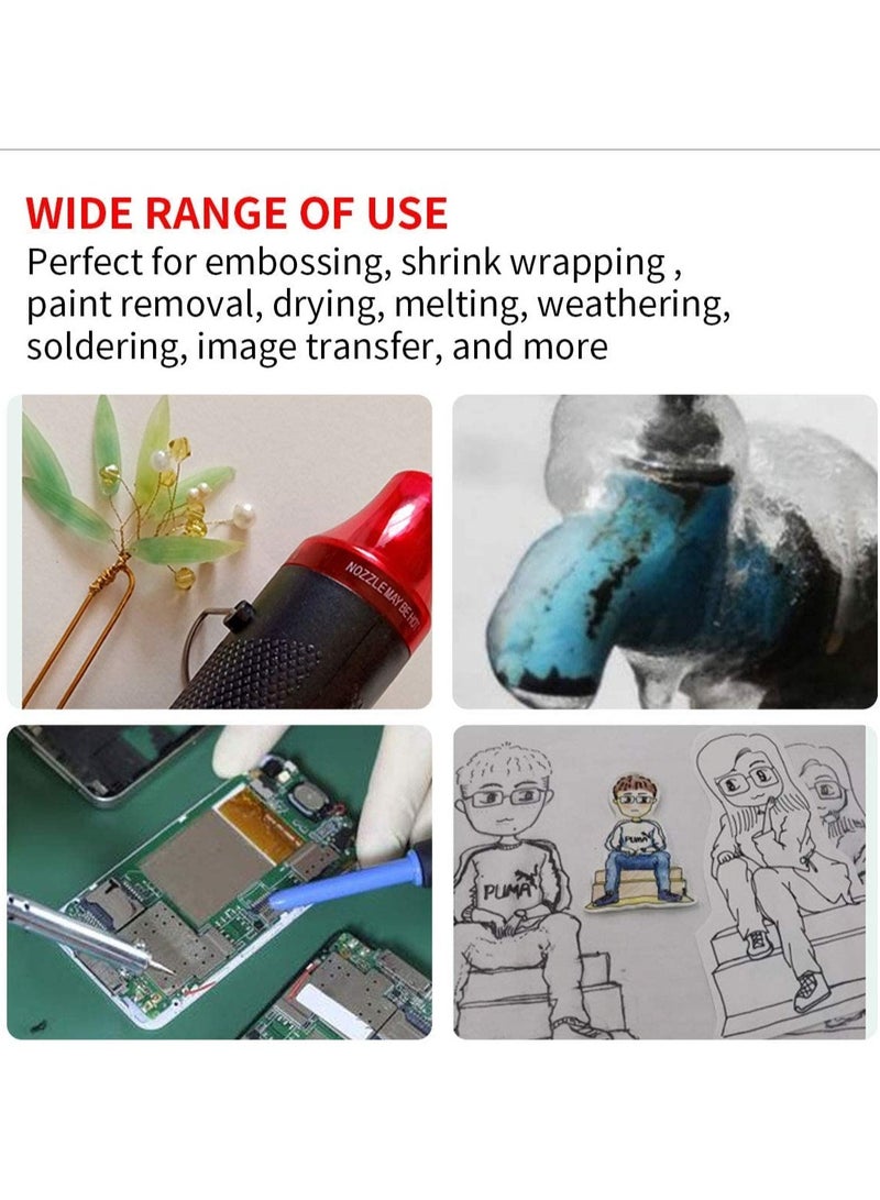 Alruht 300W Mini Heat Gun, Digital Hot Air Gun, Portable Handheld Heat Gun for DIY Crafts Embossing, Hot Air Gun Multi-Function Electrical Heat Tool for Electronic Repair, Shrink Wrapping - Image 3