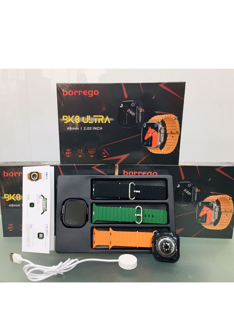 borrego - smart watch ultra bk 8 Multi Functional Wireless Charging New Features Super Fast Latest Smart Watch With 3 bands - Image 1